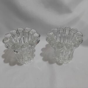 Elegant Vintage Clear Glass Candle Holders - Made In West Germany